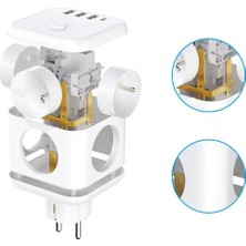 Store 3 Ac Priz Soketli 3 Usb+Type-C Akım Korumalı, 7 In 1 Priz, 16A Maks, 4000W
