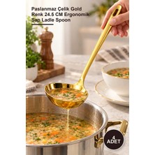 Yenilig 4 Adet Metal Servis Kepçesi – Paslanmaz Çelik Gold Renk 24.5 cm Ergonomik Sap Ladle Spoon