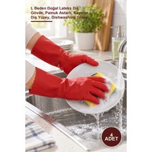 Yenilig 4 Adet Bulaşık ve Temizlik Eldiveni – L Beden Doğal Lateks Dış Gövde, Pamuk Astarlı, Kaymaz Diş Yüzey, Dishwashing Glove