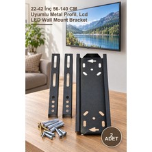 Yenilig 2 Adet Sabit Tv Duvar Askı Aparatı – 22-42 Inç 56-140 cm Uyumlu Metal Profil, LCD LED Wall Mount Bracket