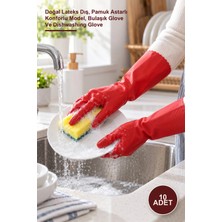 Yenilig 10 Adet Xl Beden Temizlik ve Bulaşık Eldiveni – Doğal Lateks Dış, Pamuk Astarlı Konforlu Model, Bulaşık Glove ve Dishwashing Glove