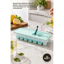 Yenilig 10 Adet Plastik Buz Kalıbı – Kapaklı Küp Şekilli Dondurucu Buzluk, Gıda Temasına Uygun, Üst Üste Konulabilir Ice Tray Cube Mold