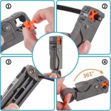Store ® Mini Kablo Sıyırma Pensesi – Ayarlanabilir Rotary Wire Stripper, Koaksiyel Kablo Soyucu, RJ45 RJ11 Cat5 Cat6 Uyumlu