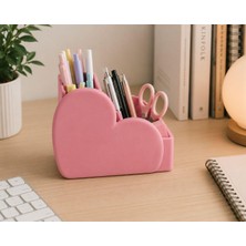 Store Kalp Tasarımlı Masaüstü Organizer Pembe, 12X10X9 cm