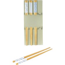 Store Bambu Yemek Çubuğu Seti, 23 Cm, Siyah Beyaz Desenli, 4 Çift (Mavi)