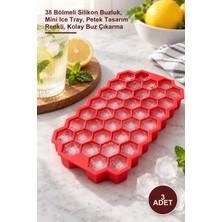 Yenilig 3 Adet Mini Petek Buz Kalıbı – 38 Bölmeli Silikon Buzluk, Mini Ice Tray, Petek Tasarım Renkli, Kolay Buz Çıkarma