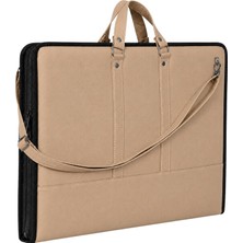 Store 40X55 cm Suni Deri Profesyonel Resim Proje Çantası Camel – 35X50 cm Uyumlu, Çift Taraflı T Cetveli Aparatlı