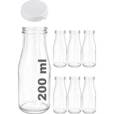Store 200 ml Şeffaf Şişe Süt, Ayran, Su, Limonata, Meşrubat Şişesi 200 cc Yırtmalı Kapaklı Cam Şişe 6 Adet (6, Beyaz Kilitli Kapak, 200)
