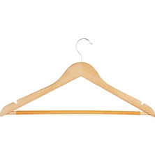 Store HNG-01334 Kaymayan Yivli Çubuklu Ahşap Askılar, 24'lü Paket, Akçaağaç