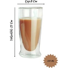 Store Çift Cidarlı Uzun Model Cam Kokteyl, Meşrubat, Latte, Su Bardağı, 350 Ml, 1 Adet - 12323