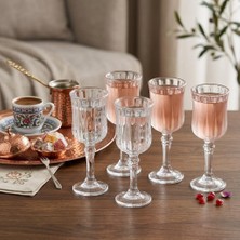 Store 6'lı Çizgili (Fitilli) Ayaklı Cam Kadeh Seti - 70 ml Türk Kahvesi Yanı Su, Şerbet ve Likör Bardağı, Lüks Sunum Kadehi