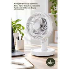 Yenilig 2 Adet 12" Masaüstü Vantilatör – Kompakt Sessiz 2 Kademeli Masa Fanı, Desk Fan, Salınımlı Ayarlanabilir Başlık Beyaz