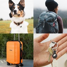 Store [tag Kılıf ve Anahtarlık ] Air-Tag Için Uyumlu Esnek Silikon Kılıf ve Anahtarlık Gps Takip Cihazı Kılıfı, Çantalar, Bavullar, Çocuklar Için Anahtarlıklı (Gri)