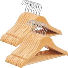 Store Çocuk Ahşap Askıları, 20'li Paket, Çentikli Askı, 360 Derece Döner Kanca, Doğal, 35 cm CRW006-20