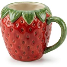 Store Seramik Kulplu Kupa Bardak, 300 ml Geniş Kapasite, Çilek Şeklinde Tasarım, Makinede Yıkanabilir, Ev Ofis Restoran Için Uygun Çilek Şeklinde Seramik Kulplu Çay Kahve Espresso Latte Sunum Bardağı
