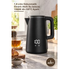 Yenilig 2 Adet Dijital Kettle – 1.8 Litre Dokunmatik Ekranlı Akıllı Su Isıtıcısı 1500W 40–100°C Ayarlı
