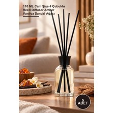 Yenilig 5 Adet Amber Glow Bambu Çubuklu Oda Kokusu – 110 ml Cam Şişe 4 Çubuklu Reed Diffuser Amber Vanilya Sandal Ağacı