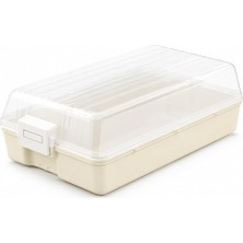 Store Şeffaf Kapaklı Buzdolabı Düzenleyici Kutu | 32X18 cm Plastik Gıda Organizeri | Kar Beyaz Taban | Kapaklı Saklama Kutusu, Buzdolabı ve Mutfak Için Pratik Çözüm