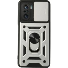 Store Xiaomi Poco F3 Kılıf Pars Lens Yüzüklü Silikon - Gümüş
