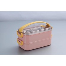 Store Vagonlif Çift Katmanlı Paslanmaz Çelik Beslenme KABI-1400 ml Beslenme Kutusu Lunch Box (Pembe)