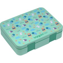 Store Bento 1300ML Lunchbox Tek Katlı 4 Bölmeli Abs Plastik Çocuk Sefer Tası Yemek Kutusu (Yeşil)