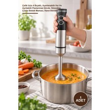 Yenilig 1 Adet Çubuk El Blender Seti – Çelik Uçlu 4 Bıçaklı, Ayarlanabilir Hız ve Ayrılabilir Paslanmaz Gövde, Smoothie Çorba Bebek Maması, Hand Blender