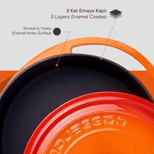 Store Döküm Çok Amaçlı Yayvan Tencere Döküm Demir Kapak Heritage Serisi ÇAP(Ø)28CM. Turuncu