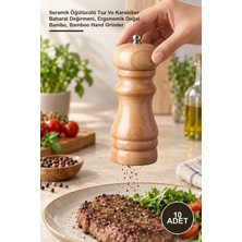 Yenilig 10 Adet Bambu El Değirmeni – Seramik Öğütücülü Tuz ve Karabiber Baharat Değirmeni, Ergonomik Doğal Bambu, Bamboo Hand Grinder