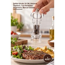 Yenilig 1 Adet Akrilik El Değirmeni – Şeffaf Gövde 15 Cm, Baharat Öğütücü, Tuz Karabiber Değirmeni, Manual Grinder