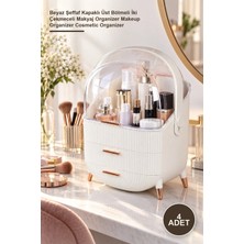 Yenilig 4 Adet Çekmeceli Kozmetik Organizer – Beyaz Şeffaf Kapaklı Üst Bölmeli Iki Çekmeceli Makyaj Organizer Makeup Organizer Cosmetic Organizer