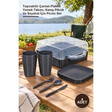 Yenilig 4 Adet Piknik Seti – Taşınabilir Çantalı Plastik Yemek Takımı, Kamp Piknik ve Seyahat Için Picnic Set