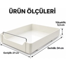 Store Dolap Içi Raylı Organizer Çekmece 34 x 27 x 6,5 Cm, Çekilebilir Plastik Dolap Düzenleyici, Mutfak Banyo Dolap Içi Organizer, Raylı Saklama Sepeti (Büyük)