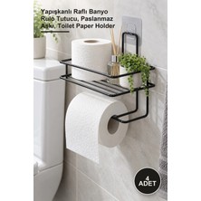 Yenilig 4 Adet Metal Tuvalet Kağıdı Tutucu – Yapışkanlı Raflı Banyo Rulo Tutucu, Paslanmaz Askı, Toilet Paper Holder