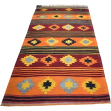 Zehra Abla Halı Vintage El Dokuma Benzersiz Bodrum Muğla Yörük Yün Kilim 7488