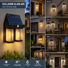 Aydogan's Ayd 2'li Solar Güneş Enerjili LED Duvar Apliği, Hareket Sensörlü, Şarjlı, Kablosuz Dış