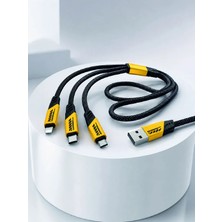 Store 3'lü Şarj Kablosu Hızlı Şarj Destekli Dayanıklı Örgü USB Kablo