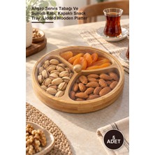 Yenilig 5 Adet Kapaklı 3 Bölmeli Çerezlik – Ahşap Servis Tabağı ve Sunum Kabı, Kapaklı Snack Tray, Lidded Wooden Platter