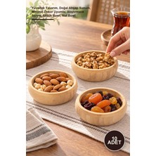 Yenilig 10 Adet Çerezlik Seti – Yuvarlak Tasarım, Doğal Ahşap Sunum, Minimal Dekor Uyumlu, Atıştırmalık Servis, Snack Bowl, Nut Bowl
