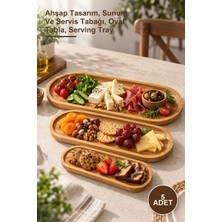 Yenilig 5 Adet Oval Sunum Tabağı Seti – Ahşap Tasarım, Sunum ve Servis Tabağı, Oval Tabla, Serving Tray