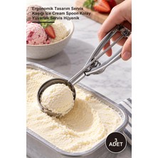 Yenilig 3 Adet Çelik Dondurma Kaşığı – Ergonomik Tasarım Servis Kaşığı Ice Cream Spoon Kolay Yuvarlak Servis Hijyenik
