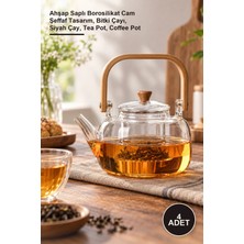 Yenilig 4 Adet Cam Filtreli Demlik – Ahşap Saplı Borosilikat Cam Şeffaf Tasarım, Bitki Çayı, Siyah Çay, Tea Pot, Coffee Pot