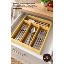 Yenilig 2 Adet Çekmece Içi Kaşıklık – 4 Bölmeli Ahşap Kaşıklık, Mutfak Düzenleyici, Cutlery Tray, Drawer Utensil Organizer, Spoon Organizer