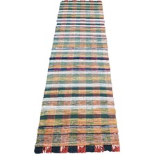 Kilim Antik El Dokuma Ekoseli Bukleli Pamuklu Yolluk Kilim 1844 - Yeni - Çok Renkli