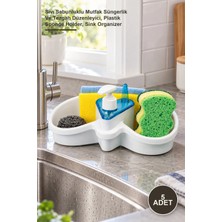 Yenilig 5 Adet Leydi Lüks Süngerlik – Sıvı Sabunluklu Mutfak Süngerlik ve Tezgah Düzenleyici, Plastik Sponge Holder, Sink Organizer