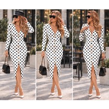 Gökyüzü Moda Düğme Detaylı Aksesuarlı Elbise
