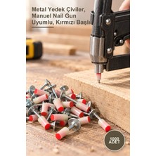 Yenilig 1000 Adet Manuel Çivi Tabancası Yedek Çivi – Metal Yedek Çiviler, Manuel Nail Gun Uyumlu, Kırmızı Başlı