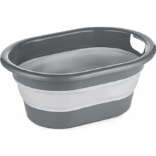 Store Katlanabilir Çamaşır Sepeti 18 Litre Gri – Yer Tasarruflu Katlanır Plastik Sepet, Taşıma Kulplu Banyo Çamaşır Kamp Karavan ve Ev Düzenleme Sepeti