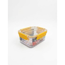 Store Softchef 3'lü Sızdırmaz Saklama Kabı Seti - 375 ml / 800 ml / 1700 ml Dikdörtgen Kilitli Erzak ve Erzak Kutusu, Bpa Free Şeffaf Buzdolabı Içi Düzenleyici Organizer (Sarı)