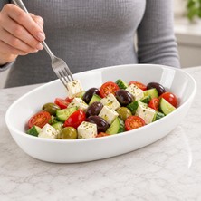 Store Porselen Büyük Kayık Tabak 28 × 17 Cm, Beyaz Oval Servis ve Sunum Tabağı, Yükseltilmiş Kenarlı Makarna, Salata, Meze, Kahvaltılık ve Ana Yemek Tabağı, 1 Adet