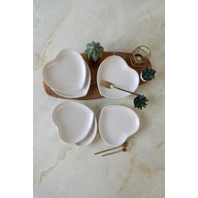 Store Beyaz Kalp Pasta Tabağı 20 cm 6 Adet 006